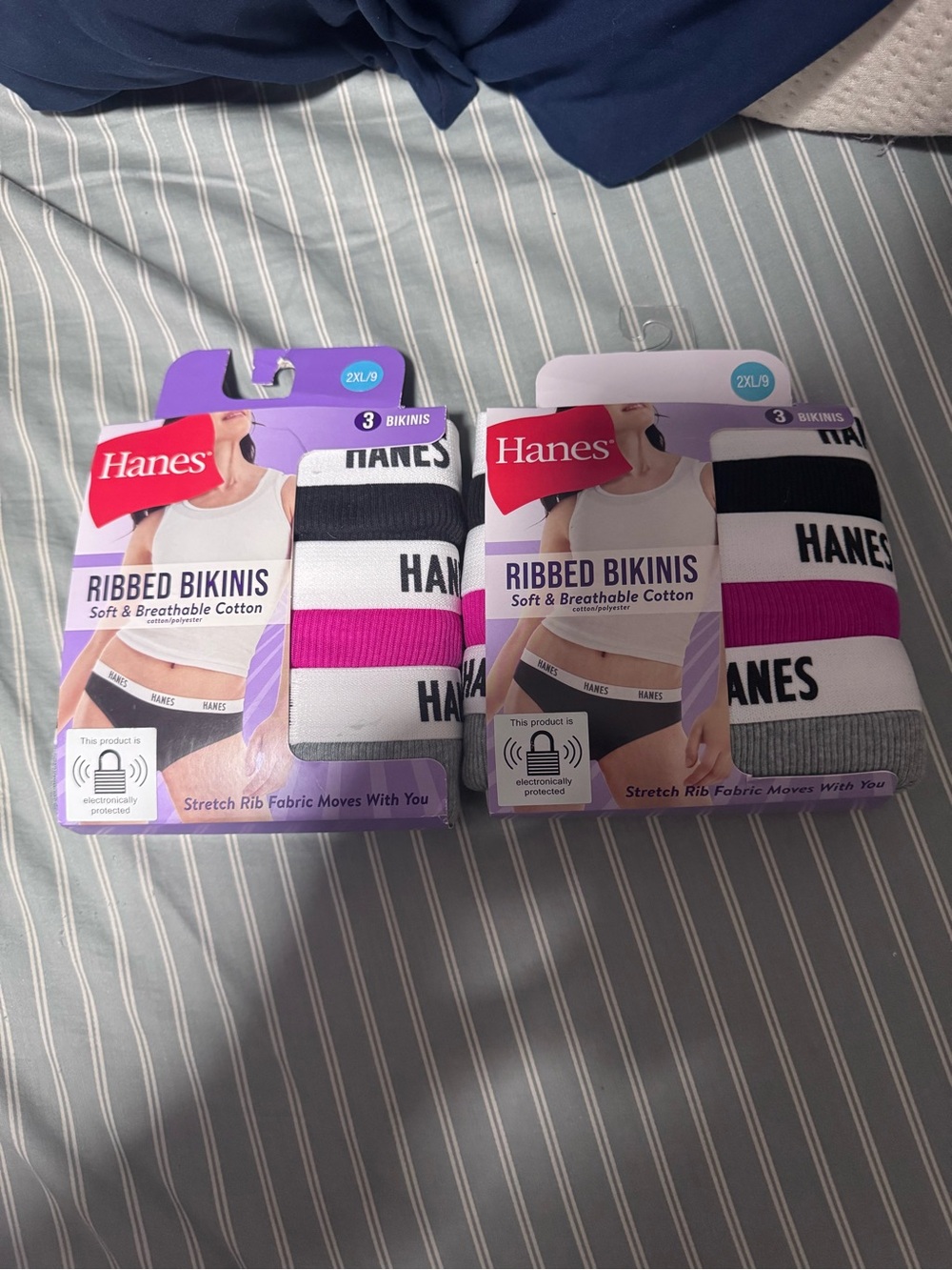 Hanes Ribbed Bikinis 3-Pack - White, Black & Pink